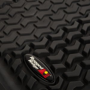 Jeep Gladiator Floor Liners - Front - Rugged Ridge - Deep Tread Technology - Black - `20-`21